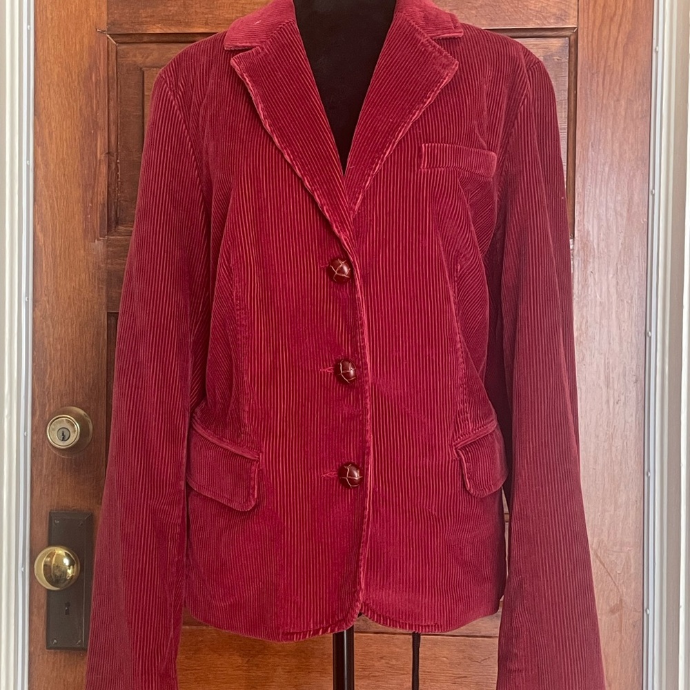 L.L. Bean Women's Rich Cranberry Red Corduroy Blazer